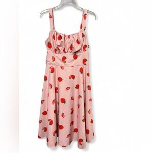Belle Posh A -Line Strawberry Print Pink Dress